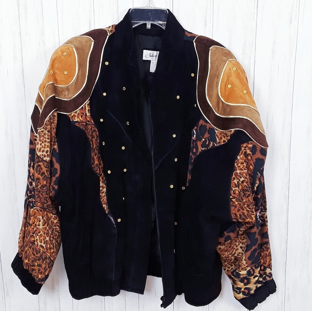 Vintage bomber jacket 90s animal print